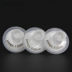 PTFE Syringe Filter, Diameter:33mm, Pore Size:0.45um, Hydrophobic, Pink Ring (100pk)