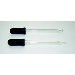 3" Glass Dropper, 2ml Capacity Straight Tip, w/Black Latex Bulb  (100 pack of 12/cs )