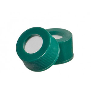 24-400 Green Open Top Screw Cap w/PTFE Faced Silicone Septa (144/pk)