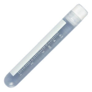 CryoCLEAR vials, 5.0mL, STERILE, Internal Threads, Attached Screwcap with Molded O-Ring, Round Bottom, Printed Graduations, Writing Space and Barcode, 50/Bag