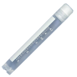 CryoCLEAR vials, 5.0mL, STERILE, Internal Threads, Attached Screwcap with Silicone Washer, Round Bottom, Self-Standing, Printed Graduations, Writing Space and Barcode, 50/Bag, 10 Bags/Case