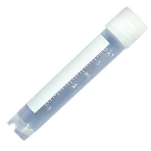 CryoCLEAR vials, 4.0mL, STERILE, External Threads, Attached Screwcap with Molded O-Ring, Round Bottom, Self-Standing, Printed Graduations, Writing Space and Barcode, 50/Bag