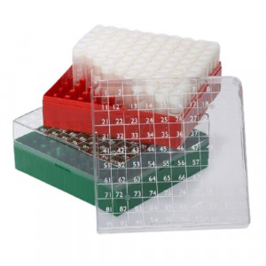 BioBOX 100, for 1.0mL and 2.0mL Internal Threaded CryoCLEAR vials, Polycarbonate (PC), Holds 100 vials (10x10 format), Printed Lid, Pack Includes a CryoClear Tube Picker, WHITE, 5/Unit