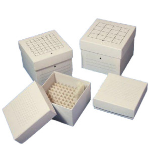 Freezing Box, 3", Cardboard, 81-Place (9x9 format), fits 3.0mL, 4.0mL and 5.0mL CryoCLEAR vials, White, 48/Unit