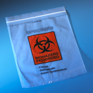 Bag, Biohazard Specimen Transport, 8" x 10", Ziplock with Document Pouch, Tearzone, 100/Pack, 10 Packs/Unit