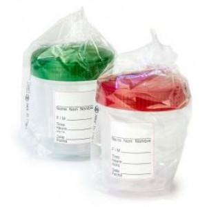 Specimen Container, 4oz, with 1/4-Turn Green Screwcap and Tri-Lingual ID Label, STERILE, PP, Individually Wrapped, Graduated, 100/Unit