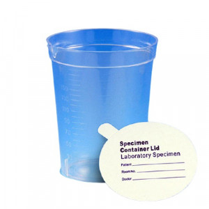 Specimen Container, 6.5oz, Paper Lid Included in Each Pack, Pour Spout, PS, Graduated, 25/Pack, 20 Packs/Unit