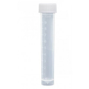 Transport Tube, 10mL, with Separate White Screw Cap, PP, Conical Bottom, Self-Standing, Molded Graduations, 1000/Unit