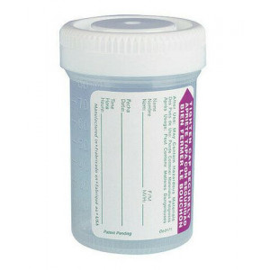 Tite-Rite Container, 90mL (3oz), with Attached White Screw Cap and ID Label, Graduated, 400/Unit