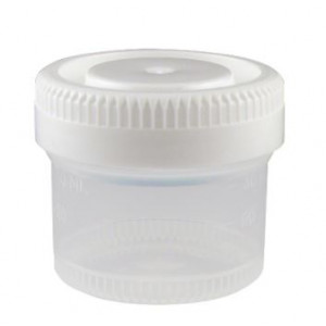 Container: Tite-Rite, 40mL (1.34oz), PP, 48mm Opening, Graduated, with Separate White Screwcap, 600/Unit