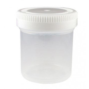 Container: Tite-Rite, Wide Mouth, 90mL (3oz), PP, 53mm Opening, Graduated, with Separate White Screwcap, 300/Unit