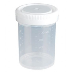 Container: Tite-Rite, 120mL (4oz), PP, 53mm Opening, Graduated, with Separate White Screwcap, 300/Unit