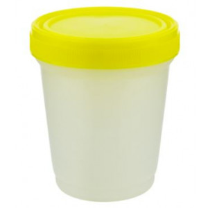 Container: Histology, 500mL (16oz), PP, Graduated, with Separate Yellow Screwcap, 100/Unit