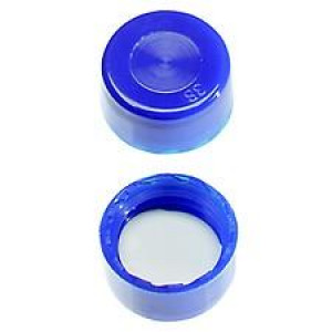 9-425 PP Solid Top Blue cap w/ PTFE/Red Rubber Liner (100/pk)