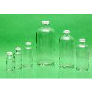 1oz Clear Boston Round Bottle Assembled w/20-400 PTFE Lined Cap (48/cs