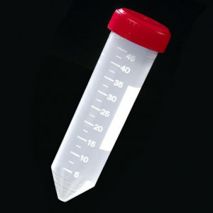 Centrifuge Tube, 50mL, with Attached Red Screw Cap, PP, Printed Graduations, 25/Bag, 20 Bags/Unit