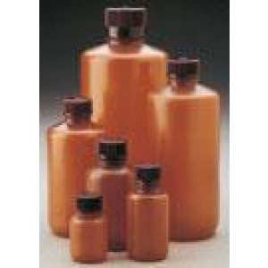 1000mL Narrow Mouth Translucent Amber HDPE Bottle, 38-430 PP Screw Thread Closure {Packaging Grade} (50/cs)