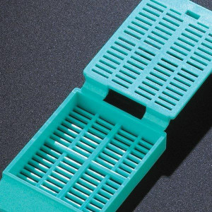 Cassette, Tissue Embedding with Attached Lid, 30° Writing Area, AQUA, 500/Dispenser Box, 2 Boxes/Unit