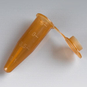 Microcentrifuge Tube, 1.5mL, PP, Attached Flat Top Cap, Graduated, Amber, 1000/Bag