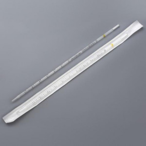 Uniplast Serological Pipette, 1mL, PS, Standard Tip, 270mm, STERILE, Yellow Striped, Individually Wrapped, 500/Unit