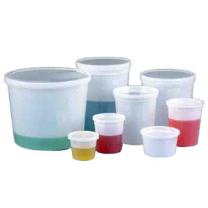 Container, Multi-Purpose, HDPE, Economy Style, 8oz (240mL), Short Style, Separate Snap Lid, Natural, 100/Unit