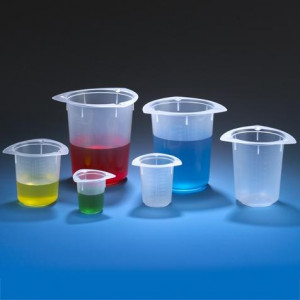 Beaker, Three Corner, PP, Graduated, 800mL, 100/Unit