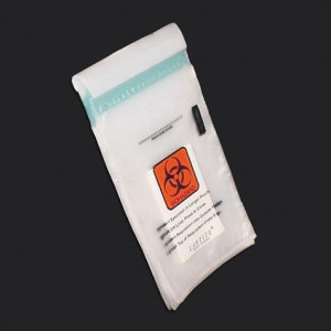 Bag, Biohazard Specimen Transport, 6" x 10", Glue Seal with Document Pouch and Absorbent Pad, 500/Unit