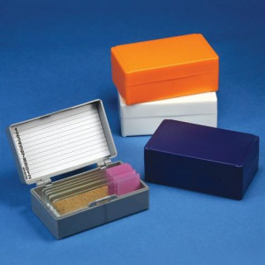 Slide Box for 12 Slides, Cork Lined, Orange