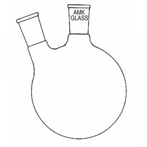Round Bottom Flask, 100mL, 2-Neck, Angled 20�, 14/20 Center, 14/20 Side (ea)