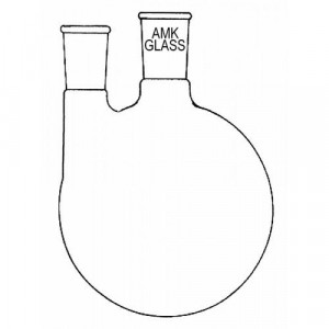 Round Bottom Flask, 100mL, 2-Neck, Vertical, 24/40 Center, 24/40 Side (ea)