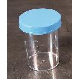 Specimen Container, 4oz, with 1/4-Turn Red Screwcap and Tri-Lingual ID Label, STERILE, PP, Individually Wrapped, Graduated, 400/Unit