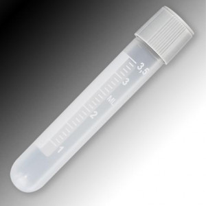 Sample Tube, 4mL, External Threads, PP, White Graduations & Marking Area, Round Bottom, 1000/Unit