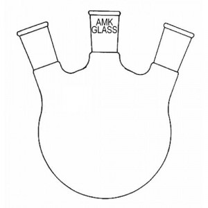 Round Bottom Flask, 100mL, 3-Neck, Angled 20�, 19/22 Center, 14/20 Sides (ea)