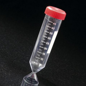 Centrifuge Tube, 50mL, with Separate Red Screw Cap, PS, Printed Graduations, 500/Unit
