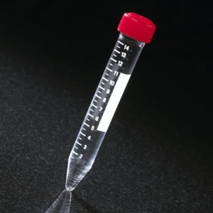 Centrifuge Tube, 15mL, Separate Red Screw Cap, Acrylic, Printed Graduations, 500/Unit