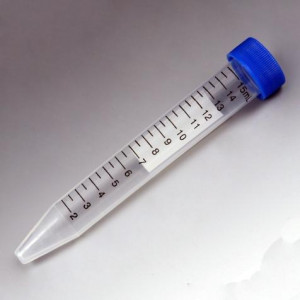 Centrifuge Tube, 15mL, Separate Blue Flat Top Screw Cap, PP, Printed Graduations, Bulk, 500/Unit