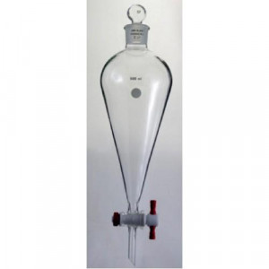 Separatory Funnel, 125mL, Complete, Squibb, PTFE Stopcock (ea)