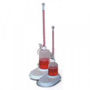 S-O-M Buret, 10mL, 195mm, 1000mL Poly Bottle, Glass Plug, Graduated w/ White Markings (ea)