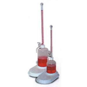 S-O-M Buret, 50mL, 200mm, 2000mL Poly Bottle, Glass Plug, Graduated w/ White Markings (ea)