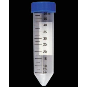 Centrifuge Tube, 50mL, Separate Blue Flat Top Screw Cap, PP, Printed Graduations, Bulk, 500/Unit