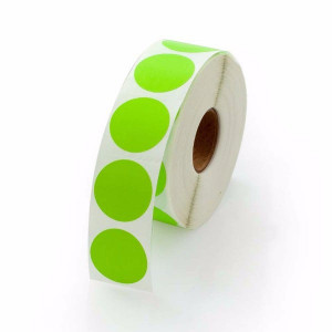 1�-THERMAL TRANSFER LABEL-LIME GREEN CIRCLE(5500 PER ROLL)