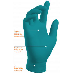 X-Large Teal Nitrile Exam (Model PF-95TL) Mil 5.8 Full Texture ,Length 9.5" Powder Free (100/bx, 10bxs/cs)