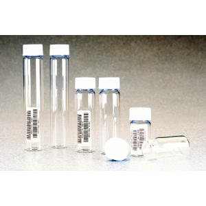20ml Clear Vial, White Solid Top Silicone Liner, Precleaned, (72/cs)