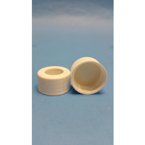 ST2373 .120" (3mm) Thick, Tan PTFE/White Easy Pierce Ultra Low Bleed Silicone Bonded into a White 24-414 Screw Cap (each)