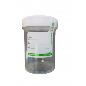 120mL Sterile PP Specimen Container w/Sodium Thiosulfate White Screw Cap & Custody Seal (300/cs)