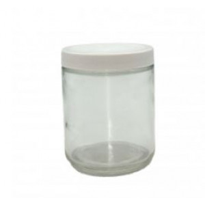 8oz Clear Straight Sided Jar Assembled w/70-400 PTFE Lined Cap, Certified (12/cs)