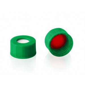 Green Cap w/PTFE/Silicone Septa for 9mm Threaded GC Vials (100pk)