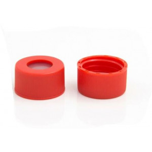 Red Cap w/PTFE/Silicone Septa for 9mm Threaded GC Vials (100pk)