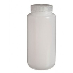 1L Wide Mouth HDPE Lab Grade Bottle w/63-415 Linerless PP Closure, Bulk, Certified (50/cs)