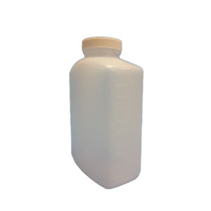 1L Natural HDPE Oblong Bottle Graduated in 100mL Increments Assembled w/53-400 F-217 Lined Cap, Certified (12/cs)